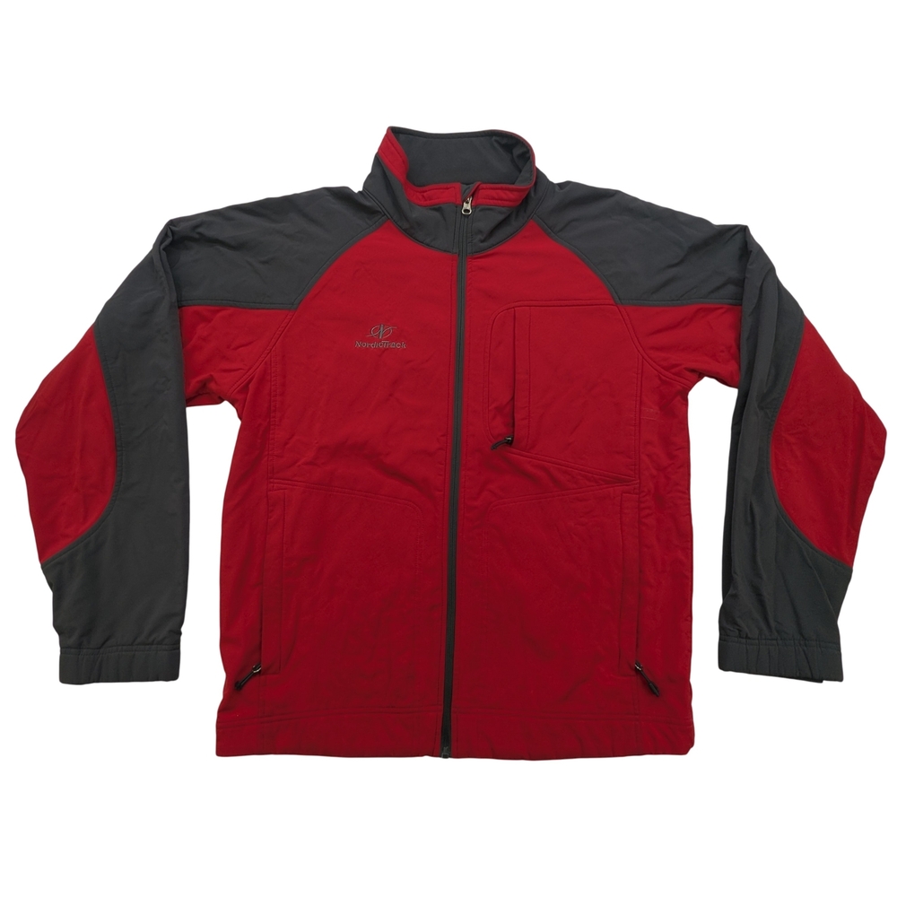NordicTrack Jacket Mens Small Full Zip Outdoor Performance Red Gray Polyester